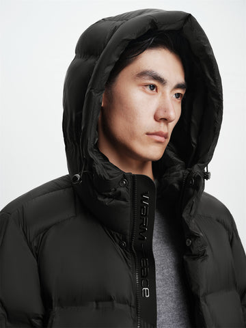 Peacebird Men *US Final Sale* Men's Long Thermal Hooded Goose Down Coat