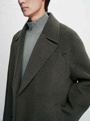 Men's Olive Double-Face Wool Coat