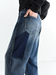 Men's Distressed Tapered Jeans with Pocket Detail