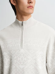 Men's Fair Isle Mock-Neck Knit Sweater