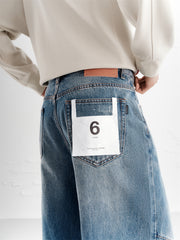 Men's Washed Distressed Wide-Leg Jeans