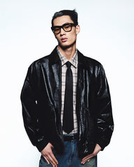 Men's Waxed Leather Bomber Jacket