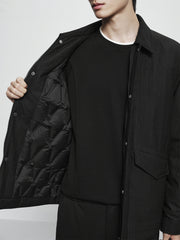 Men's Allover Black Tonal Jacquard Down Jacket