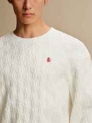 Men's Solid Cable-Knit Crewneck Sweater