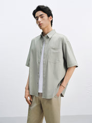 Men's Solid Relaxed-Fit Short-Sleeve Shirt