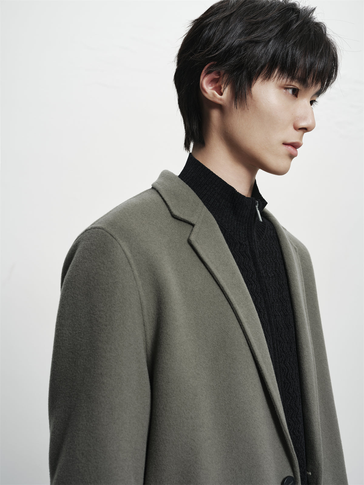Men's Wool-Blend Notched-Lapel Coat