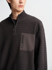 Men's Jacquard Mock-Neck Knit Sweater