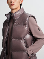 Men's Drawstring Down Vest with Contrast Details