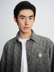 Men's Gradient Jacquard Long-Sleeve Shirt