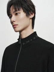 Men's Jacquard Wool-Blend Knit Cardigan
