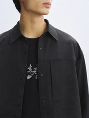 Men's Oversized Utility Shirt with Textured Fabric