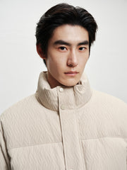 Men's Textured Jacquard Stand-Collar Down Jacket