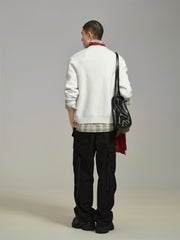 Men's Embroideried Textured Sweater