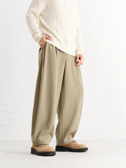 Men's Striped Textured Wide-Leg Trousers