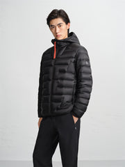 Men's Hooded Goose Down Jacket with Contrast Details