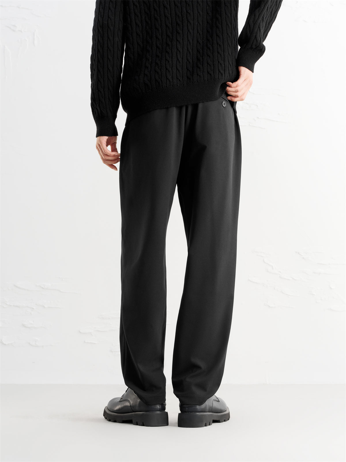 Men's Black Suit Pants in 3D Jacquard