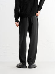 Men's Black Suit Pants in 3D Jacquard