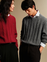Men's Relaxed Solid Cable-Knit Pullover