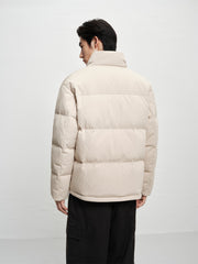 Men's Textured Jacquard Stand-Collar Down Jacket