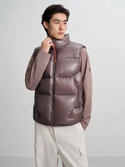 Men's Drawstring Down Vest with Contrast Details