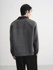 Men's Tweed-Texture Jacket with Suede Trim