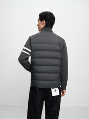 Men's Knit-Panel Lightweight Stand-Collar Goose Down Jacket
