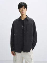 Men's Oversized Utility Shirt with Textured Fabric