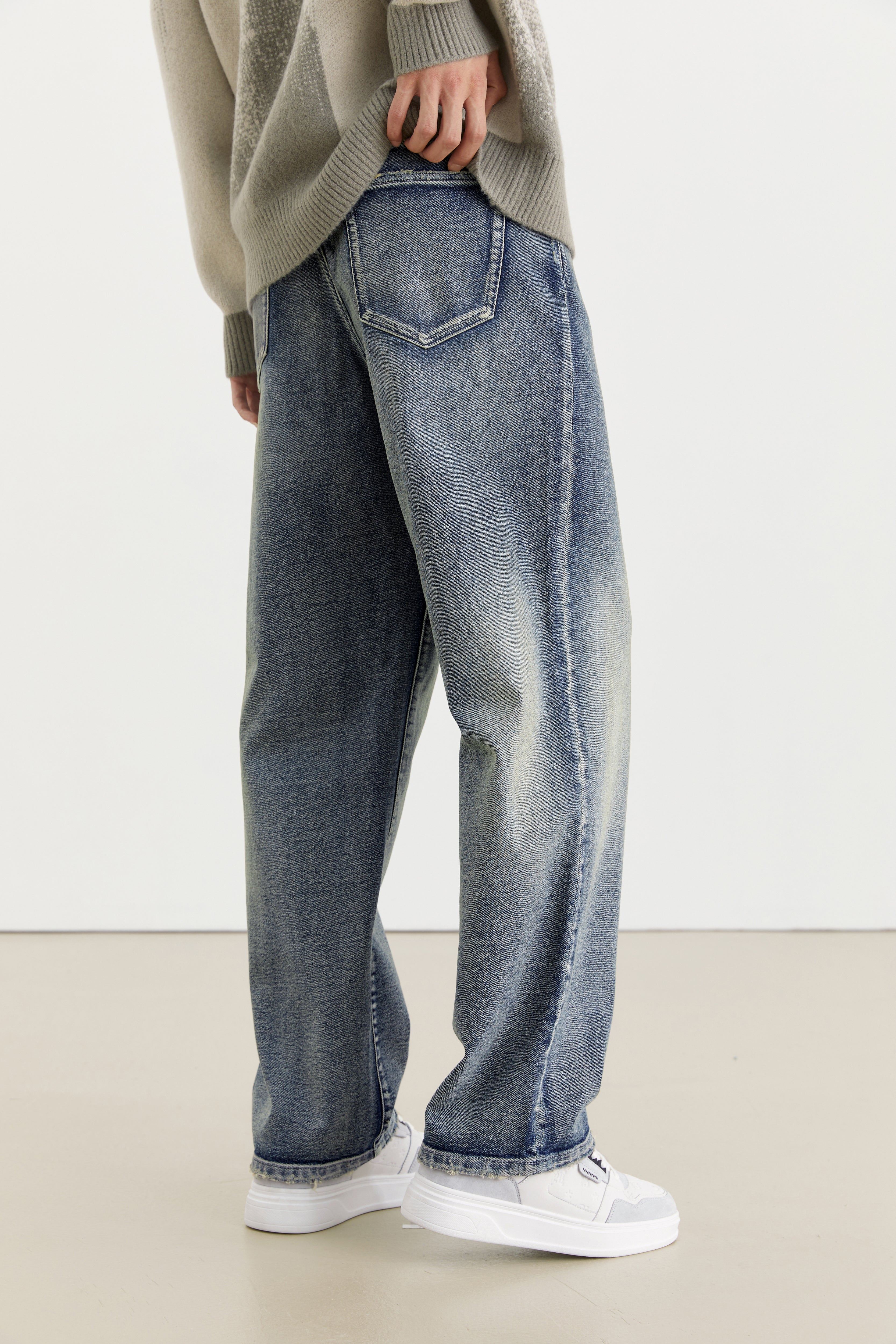 Men's Bleached Straight Jeans