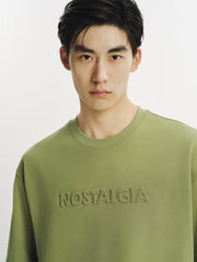 Men's Green Embossed Letter T-Shirt