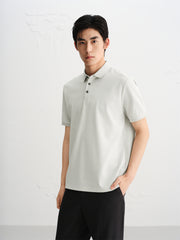 Men's Allover Letter Jacquard Polo Shirt