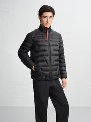 Men's Stand-Collar Goose Down Jacket with Contrast Details