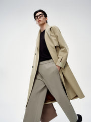 Men's Long Oversized Wool Trench Coat
