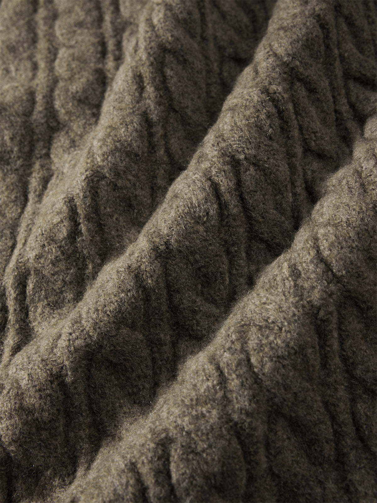 Men's Brown Cable-Knit Contrast-Stripe Sweater