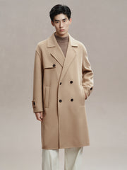 Men's Double-Breasted Trench Wool Coat