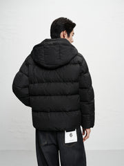 Men's Allover Tonal Jacquard Hooded Down Jacket