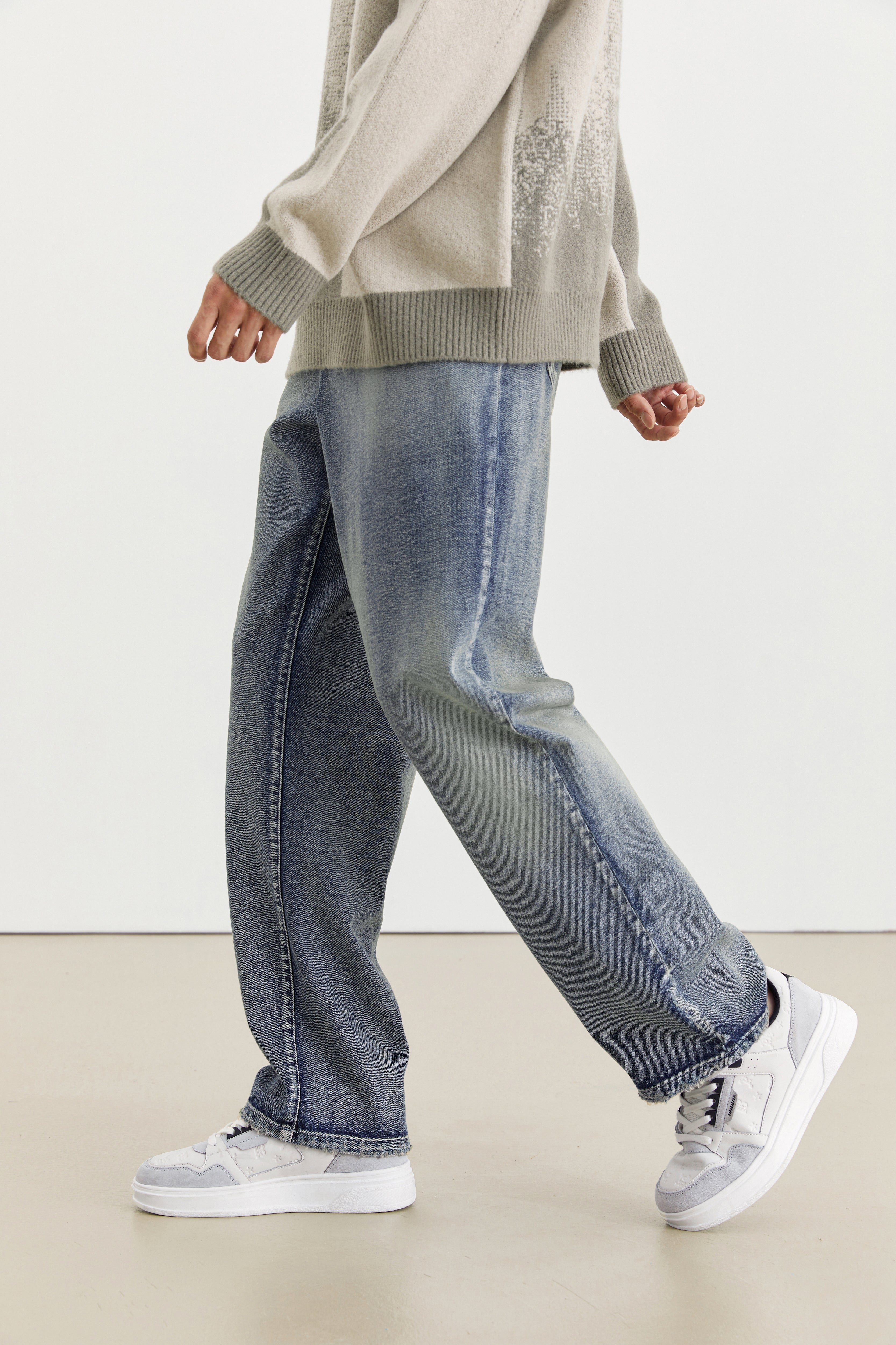 Men's Bleached Straight Jeans