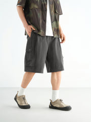 Men's Brown Utility Cargo Shorts with 3D Pockets
