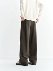 Men's Pleated Wide-Leg Fleece-Lined Suit Pants