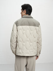 Men's Down Jacket with Corduroy Panels