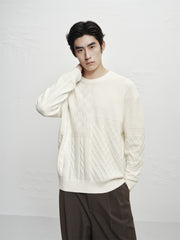 Men's 3D Cable-Knit Panel Sweater