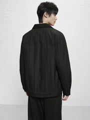 Men's Allover Black Tonal Jacquard Down Jacket
