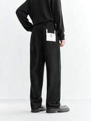 Men's Black Drawstring Elastic-Waist Jeans