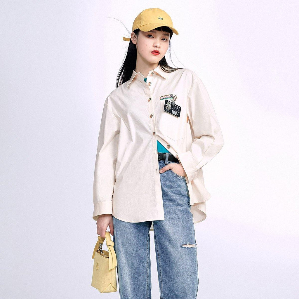 Casual Oversized Shirts With Colored Button